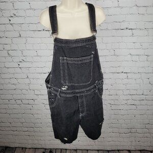 BDG Urban Outfitters Black Denim White Stitching Shortalls Overalls Size 33W